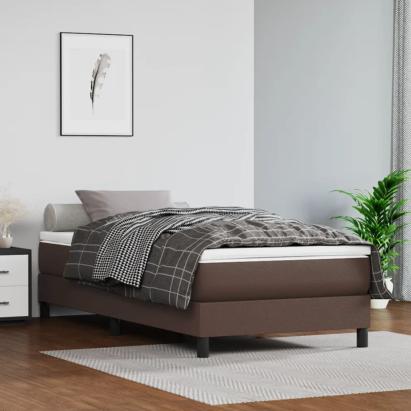 Saltea cu arcuri buzunar, fermitate medie, maro, 90x200x20 cm, piele ecologică GartenMobel Dekor