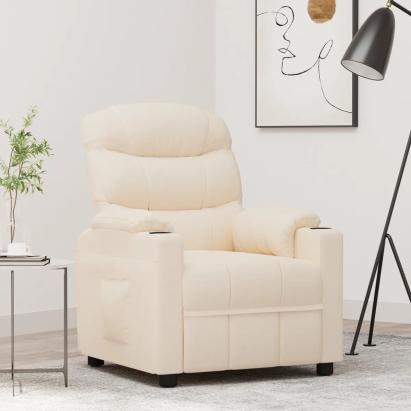 Fotoliu rabatabil, crem, material textil GartenMobel Dekor