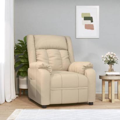 Fotoliu rabatabil, crem, material textil GartenMobel Dekor