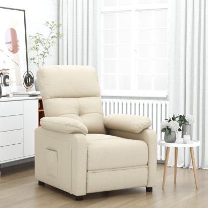 Fotoliu rabatabil, crem, material textil GartenMobel Dekor