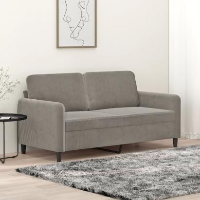 Canapea cu 2 locuri, gri deschis, 140 cm, catifea GartenMobel Dekor