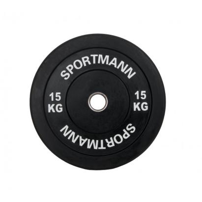 Disc bumper din cauciuc SPORTMANN 15 kg, 51 mm pentru bara olimpica