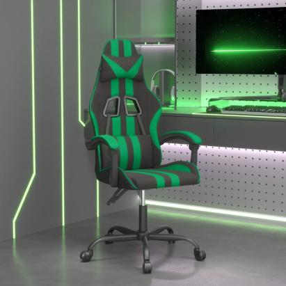 Scaun de gaming pivotant, negru și verde, piele ecologică GartenMobel Dekor
