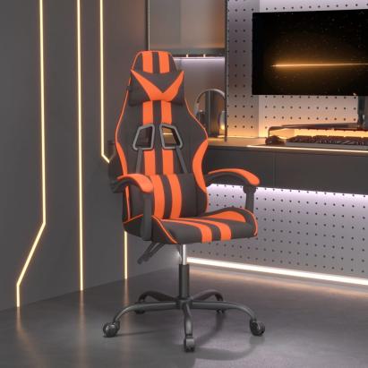 Scaun de gaming pivotant, negru și portocaliu, piele ecologică GartenMobel Dekor