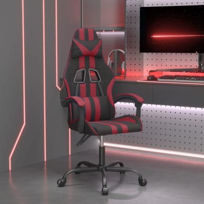 Scaun de gaming pivotant, negru și roșu vin, piele ecologică GartenMobel Dekor