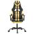 Scaun de gaming pivotant/suport picioare negru/auriu piele eco GartenMobel Dekor