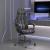 Scaun de gaming pivotant/suport picioare negru/gri piele eco GartenMobel Dekor