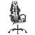 Scaun gaming pivotant/suport picioare negru/alb piele eco GartenMobel Dekor