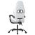 Scaun de gaming pivotant cu suport picioare alb&negru piele eco GartenMobel Dekor