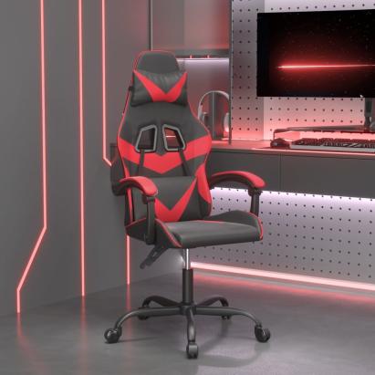 Scaun de gaming pivotant, negru și roșu, piele ecologică GartenMobel Dekor