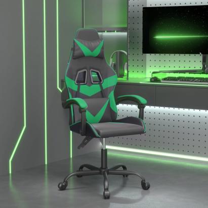 Scaun de gaming pivotant, negru și verde, piele ecologică GartenMobel Dekor