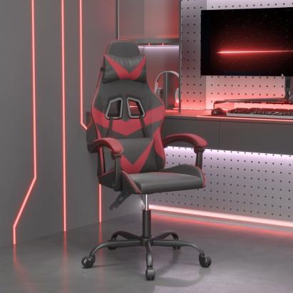 Scaun de gaming pivotant, negru și roșu vin, piele ecologică GartenMobel Dekor