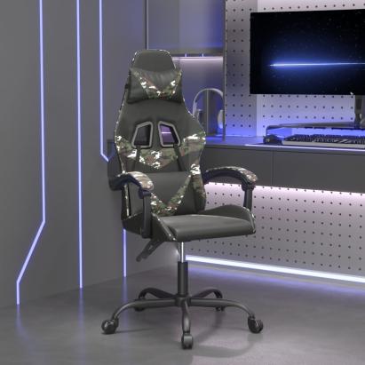Scaun de gaming pivotant, negru și camuflaj, piele ecologică GartenMobel Dekor