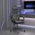 Scaun de gaming pivotant/suport picioare negru/gri piele eco GartenMobel Dekor