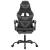 Scaun de gaming pivotant/suport picioare negru/gri piele eco GartenMobel Dekor