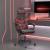 Scaun gaming pivotant/suport picioare negru/roșu vin piele eco GartenMobel Dekor