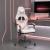 Scaun de gaming pivotant cu suport picioare alb&roz piele eco GartenMobel Dekor