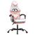 Scaun de gaming pivotant cu suport picioare alb&roz piele eco GartenMobel Dekor