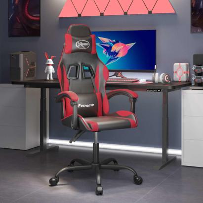 Scaun de gaming pivotant, negru și roșu, piele ecologică GartenMobel Dekor
