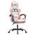 Scaun de gaming pivotant cu suport picioare, alb&roz, piele eco GartenMobel Dekor