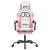 Scaun de gaming pivotant cu suport picioare, alb&roz, piele eco GartenMobel Dekor