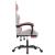 Scaun de gaming pivotant cu suport picioare, alb&roz, piele eco GartenMobel Dekor