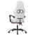 Scaun de gaming pivotant cu suport picioare, alb&roz, piele eco GartenMobel Dekor