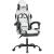 Scaun de gaming pivotant cu suport picioare alb&negru piele eco GartenMobel Dekor