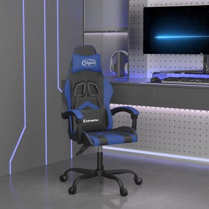 Scaun de gaming pivotant, negru și albastru, piele ecologică GartenMobel Dekor