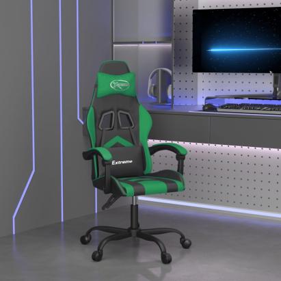 Scaun de gaming pivotant, negru și verde, piele ecologică GartenMobel Dekor