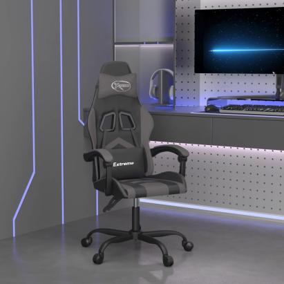 Scaun de gaming pivotant, negru și gri, piele ecologică GartenMobel Dekor