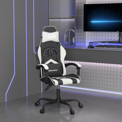 Scaun de gaming pivotant, negru și alb, piele ecologică GartenMobel Dekor