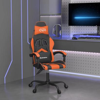 Scaun de gaming pivotant, negru și portocaliu, piele ecologică GartenMobel Dekor
