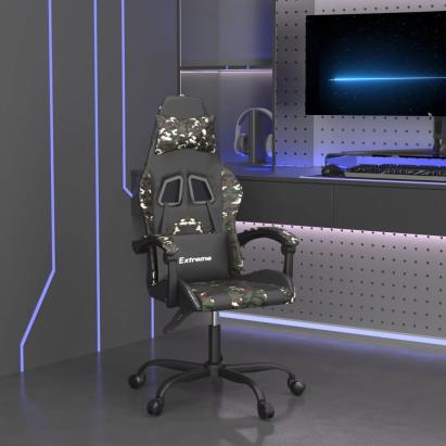 Scaun de gaming pivotant, negru și camuflaj, piele ecologică GartenMobel Dekor