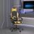 Scaun de gaming pivotant/suport picioare negru/auriu piele eco GartenMobel Dekor