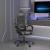 Scaun de gaming pivotant/suport picioare negru/gri piele eco GartenMobel Dekor