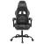 Scaun de gaming pivotant/suport picioare negru/gri piele eco GartenMobel Dekor