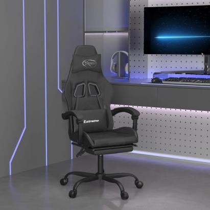 Scaun de gaming pivotant/suport picioare negru piele ecologică GartenMobel Dekor