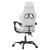 Scaun de gaming pivotant cu suport picioare, alb&roz, piele eco GartenMobel Dekor