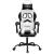 Scaun de gaming pivotant cu suport picioare alb&negru piele eco GartenMobel Dekor
