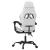 Scaun de gaming pivotant cu suport picioare alb&negru piele eco GartenMobel Dekor