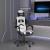 Scaun de gaming pivotant cu suport picioare alb&negru piele eco GartenMobel Dekor