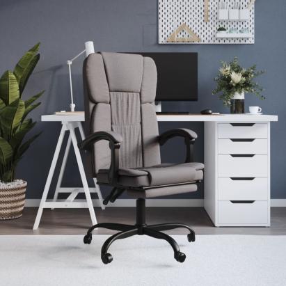 Fotoliu de birou rabatabil, gri taupe, textil GartenMobel Dekor