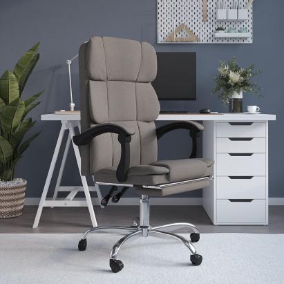 Fotoliu de birou rabatabil, gri taupe, textil GartenMobel Dekor