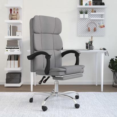 Fotoliu de birou rabatabil, gri deschis, textil GartenMobel Dekor