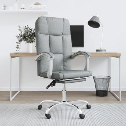 Fotoliu de birou rabatabil, gri deschis, textil GartenMobel Dekor
