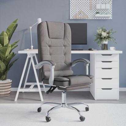 Fotoliu de birou rabatabil cu masaj, gri taupe, textil GartenMobel Dekor