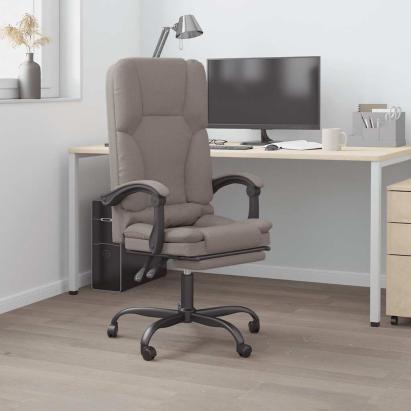 Fotoliu de birou rabatabil cu masaj, gri taupe, textil GartenMobel Dekor