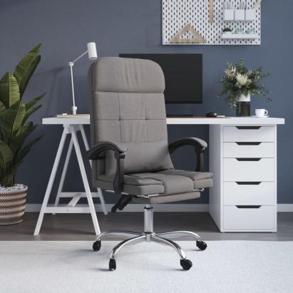 Fotoliu de birou rabatabil cu masaj, gri taupe, textil GartenMobel Dekor