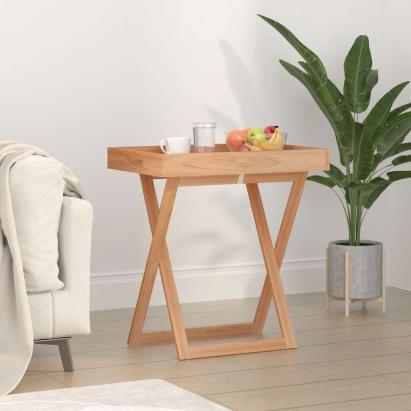 Masă pliantă cu tavă, 52x36x56,5 cm, lemn masiv de nuc GartenMobel Dekor